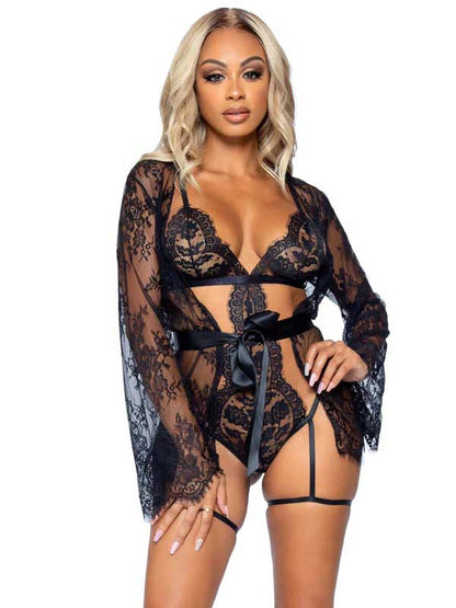 Midnight Temptation Lace Teddy & Robe Enchantment
