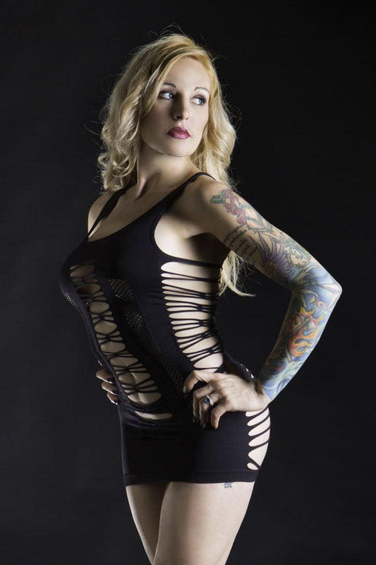 Enticing Embrace: Strappy Mesh Dream Dress
