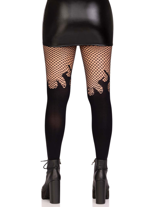 Ignite Your Desire in Black Flame Tights