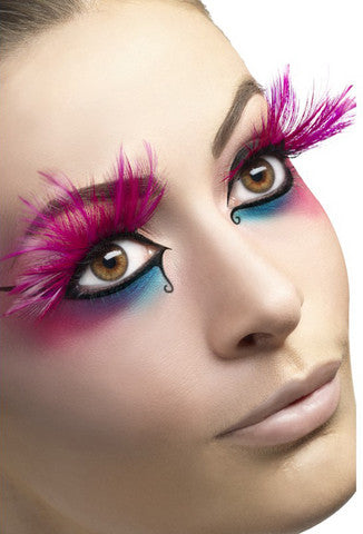 Whispers of Desire: Bright Pink Feather Plume Lashes