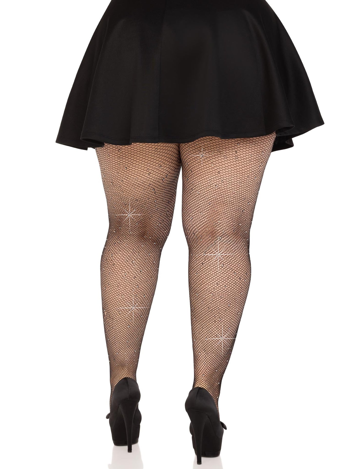 Sparkling Temptation: Black Rhinestone Fishnet Enchantment