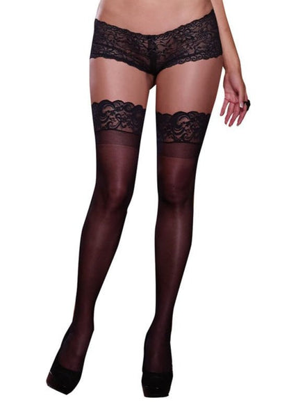 Seductive Nights: Black Sheer Thigh High Temptation