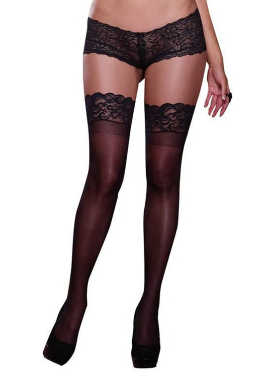 Seductive Nights: Black Sheer Thigh High Temptation