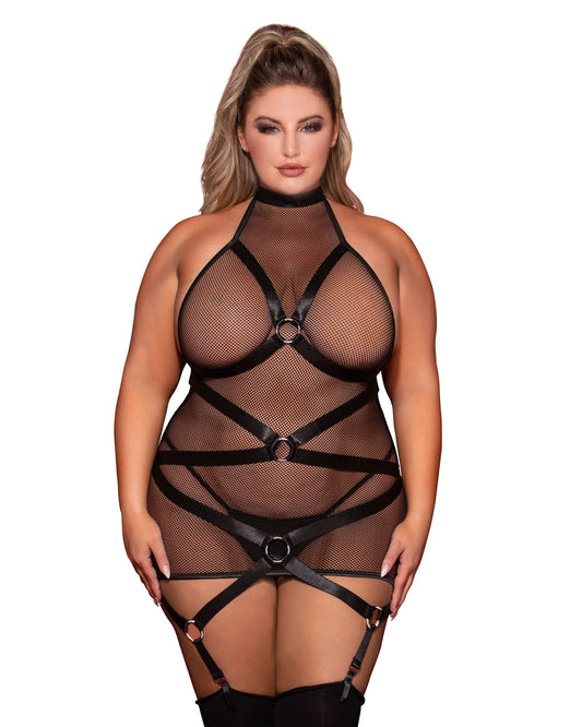 Enticing Embrace: Fishnet Fantasy Garter Slip