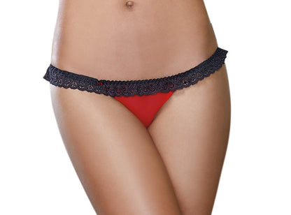 Heart's Desire Open Back Panty in Red/Black