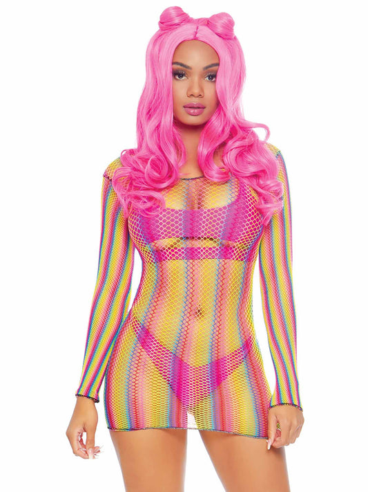 Chase the Rainbow: Enchanting Fishnet Temptation Dress