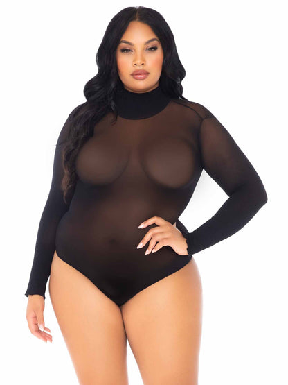 Midnight Temptation: Curvy Black Bodysuit Bliss