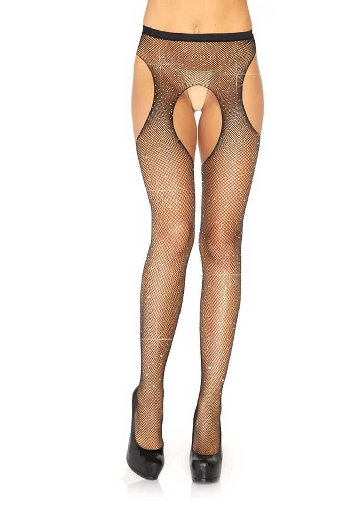 Glimmering Temptation: Fishnet Seduction in Black