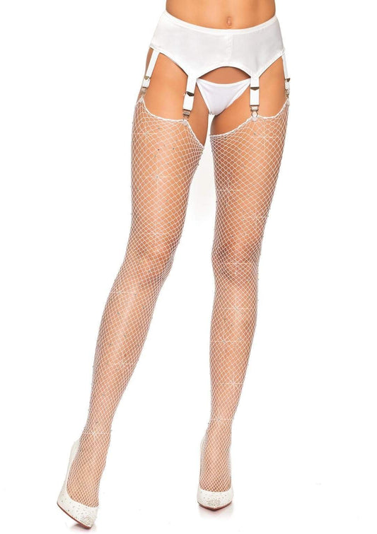 Dazzling Desire: Rhinestone-Embellished Fishnet Temptation