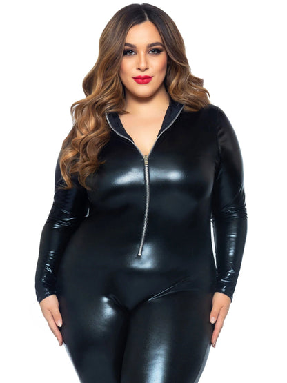 Femme Fatale's Temptation: The Zippered Desire Catsuit