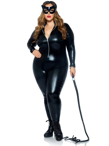 Femme Fatale's Temptation: The Zippered Desire Catsuit