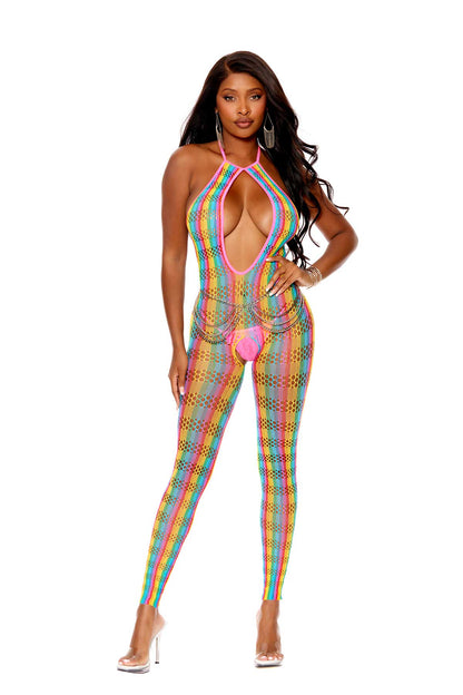 Enticing Embrace: Multicolor Bodystocking Fantasy