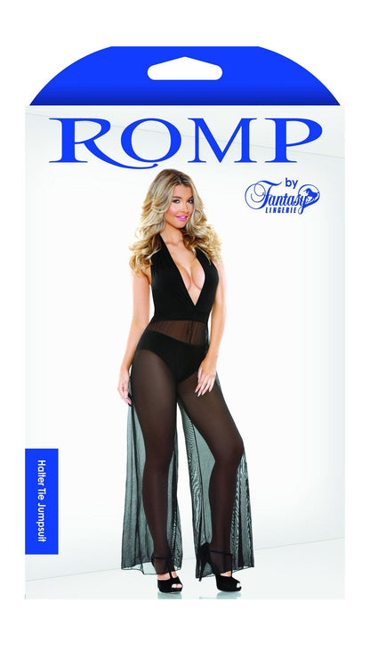 Whispers of Desire Halter Jumpsuit in Sheer Black