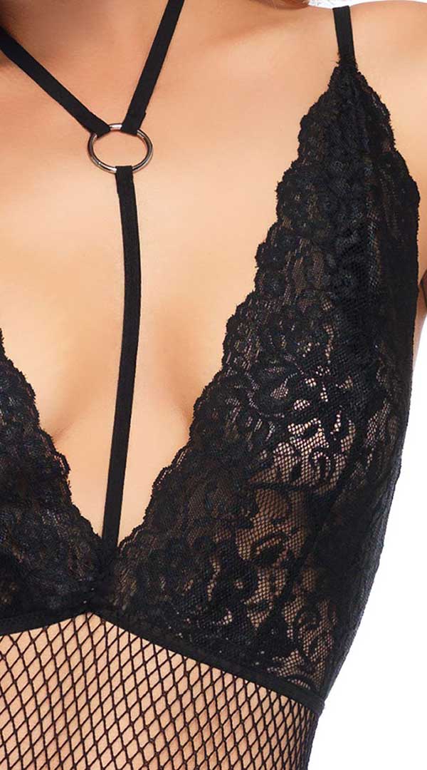 Enticing Embrace: Backless Lace Temptation Bodystocking