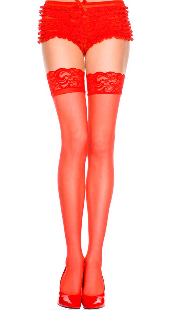 Lace Temptation: Sheer Thighs That Entice All