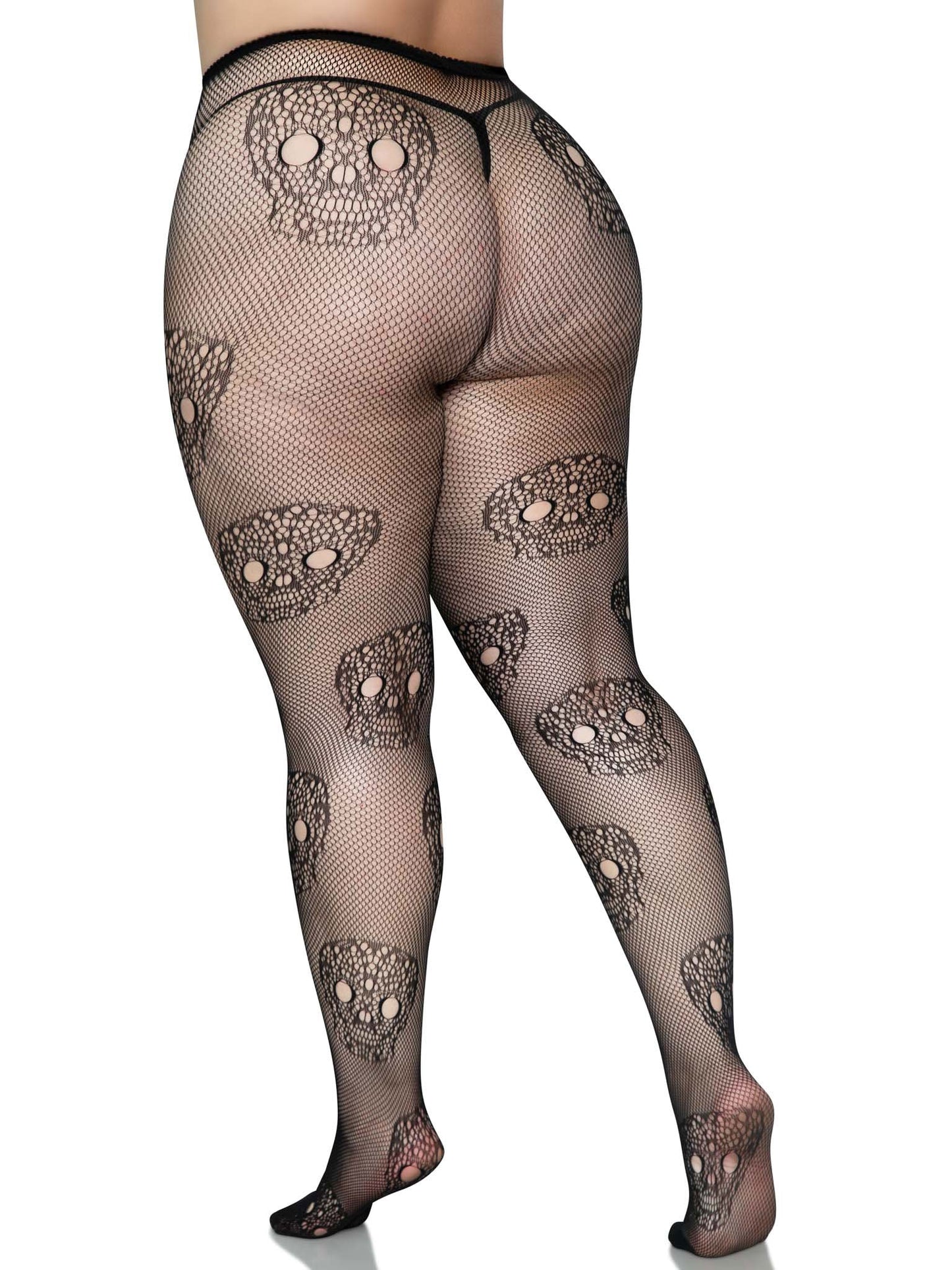 Whispers of Desire: Lace Skull Fishnet Enchantment