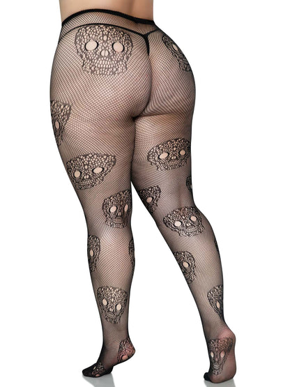 Whispers of Desire: Lace Skull Fishnet Enchantment