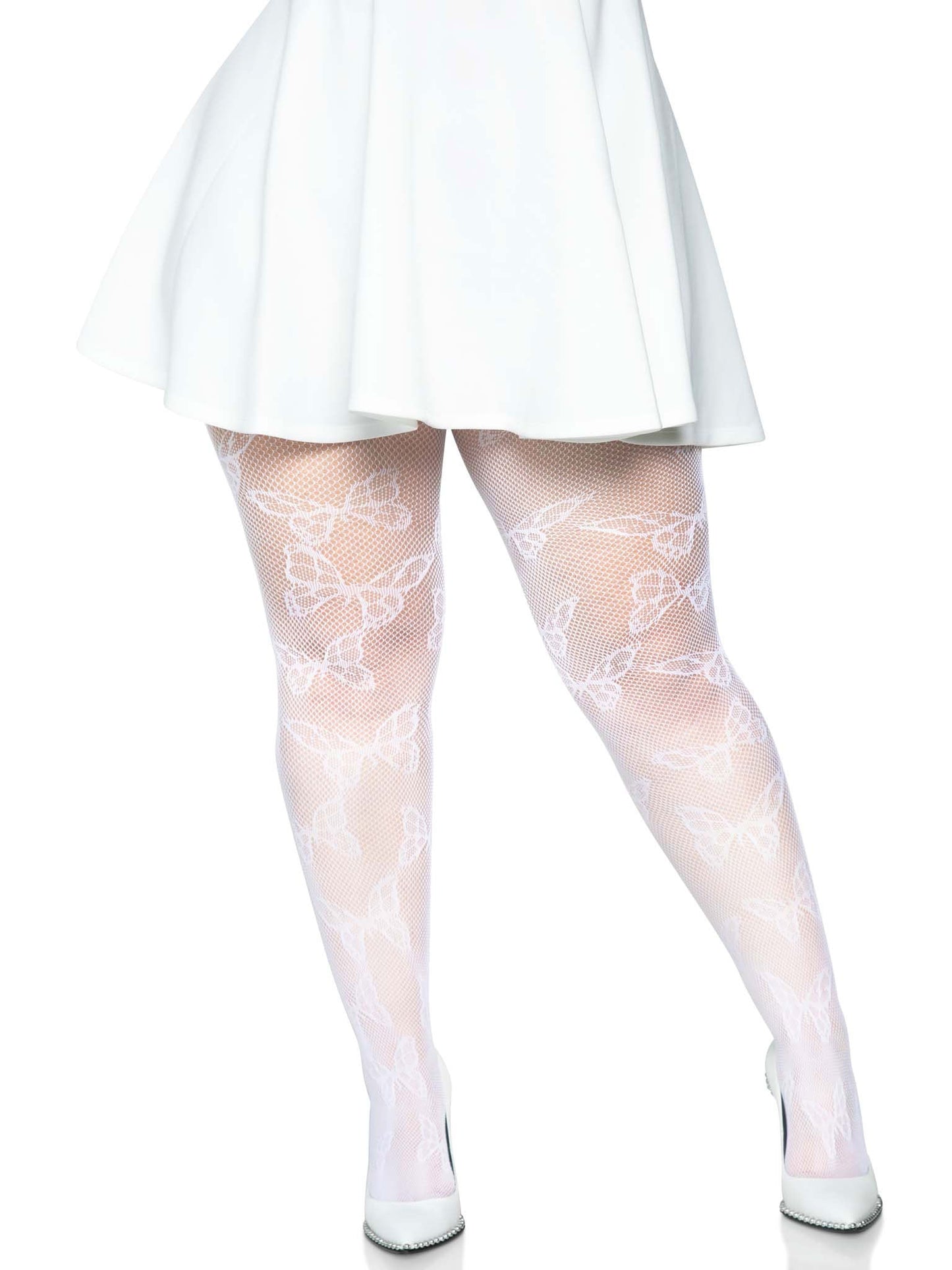 Whispers of Desire: Curvy Butterfly Net Tights