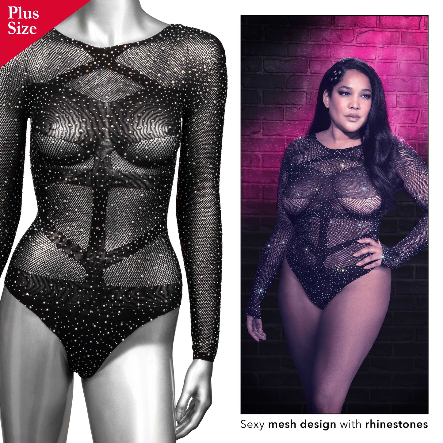 Enchanting Curves: Black Radiance Bodysuit Temptation