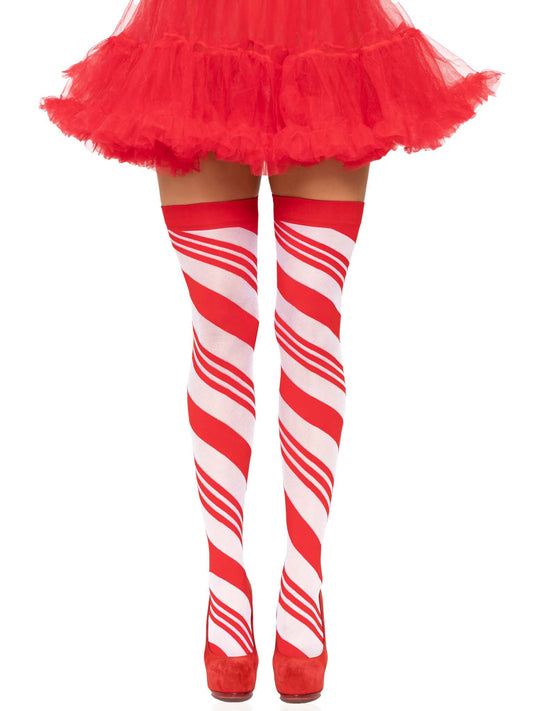 Sweet Temptation: Sheer Candy Cane Thigh Highs