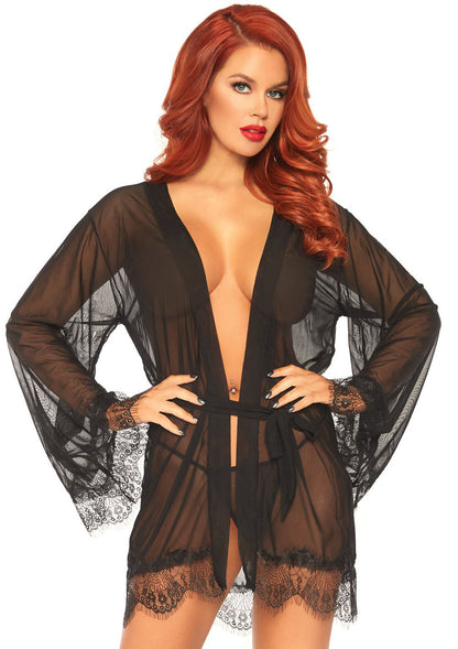 Whispers of Desire: Sheer Lace Robe Enchantment