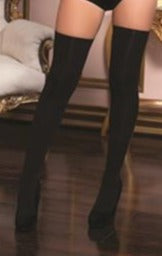 Criss-Cross Temptation: Opaque Thigh Highs Unleashed