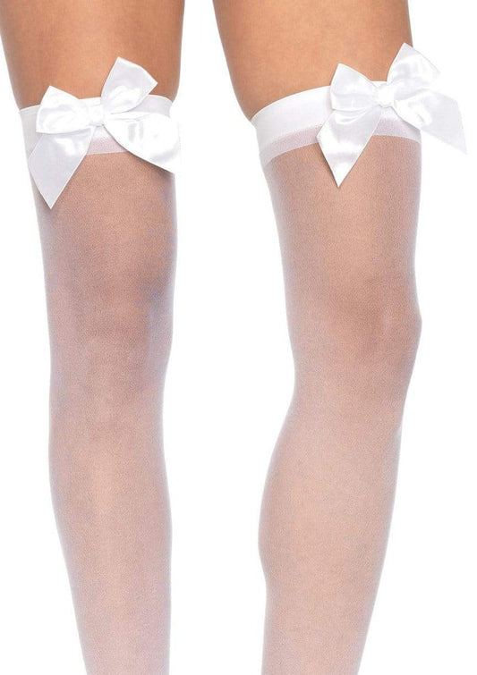 Seductive Sheer Thigh Highs with Satin Temptation