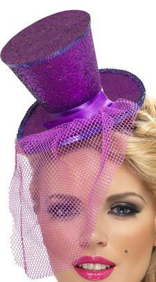 Whispers of Desire: Glittering Mini Top Hat Veil