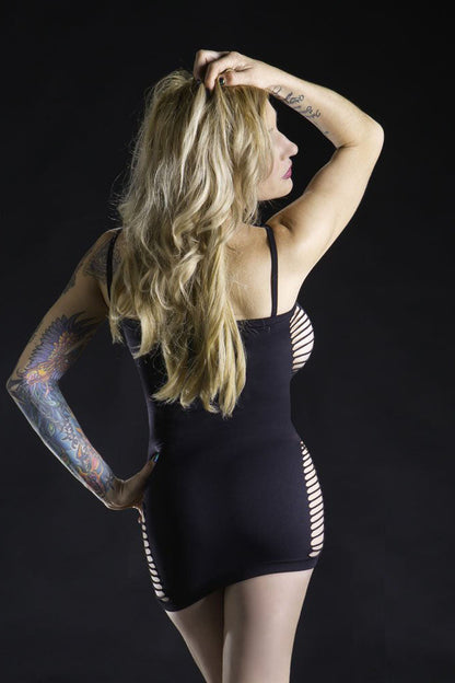 Enticing Embrace: Strappy Mesh Dream Dress