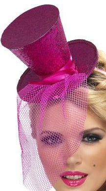 Whispers of Desire: Glittering Mini Top Hat Veil