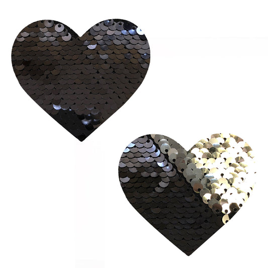 Enchanting Sequin Temptation: Black to Silver Pasties