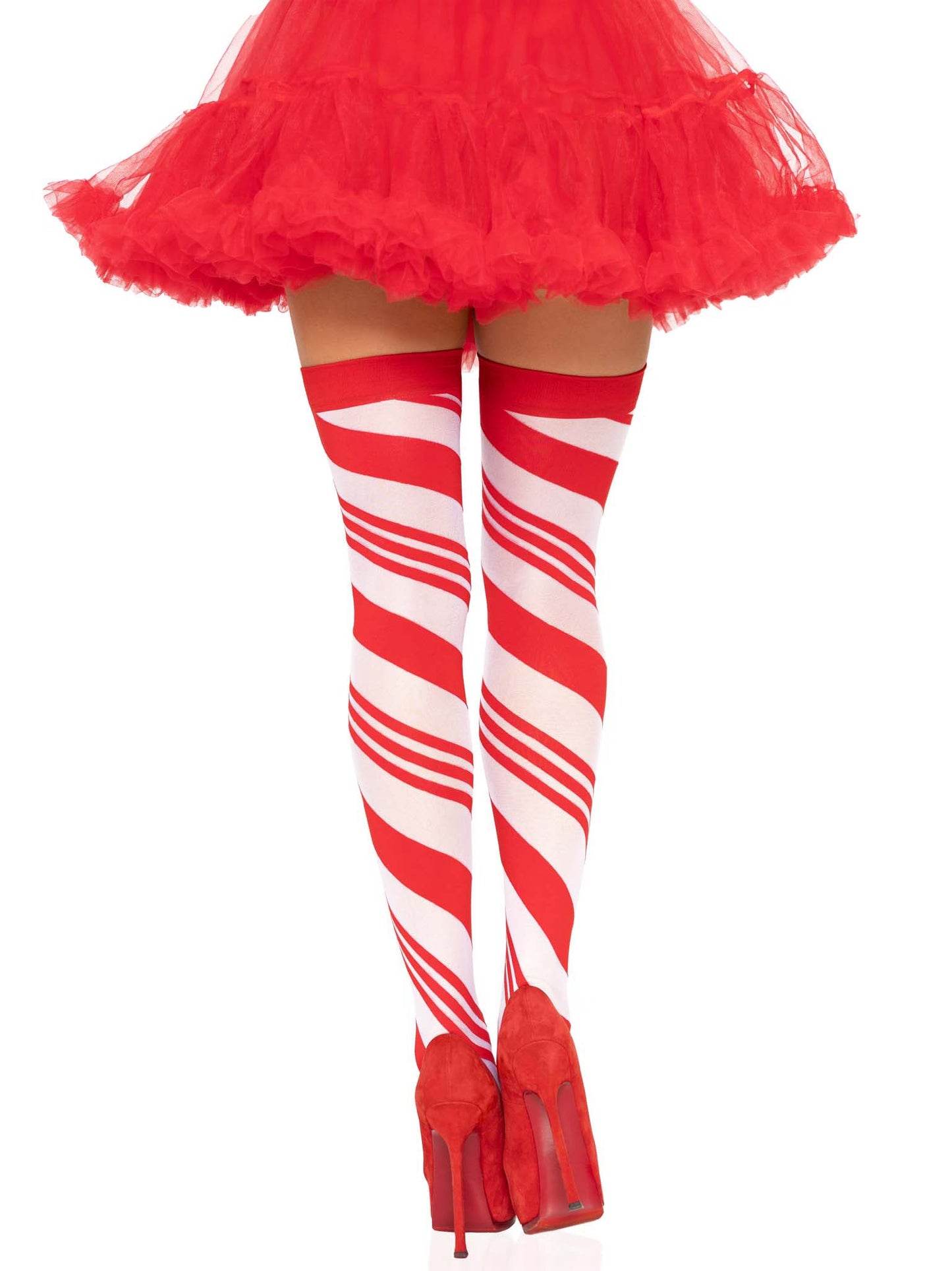 Sweet Temptation: Sheer Candy Cane Thigh Highs