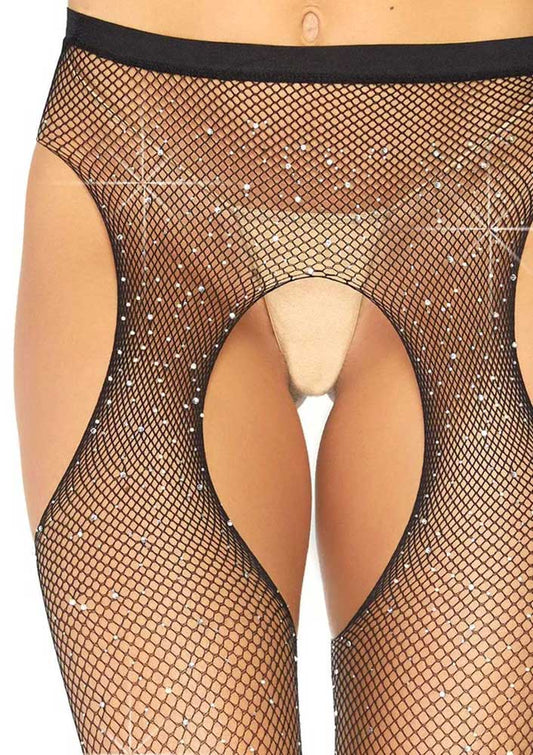 Glimmering Temptation: Fishnet Seduction in Black