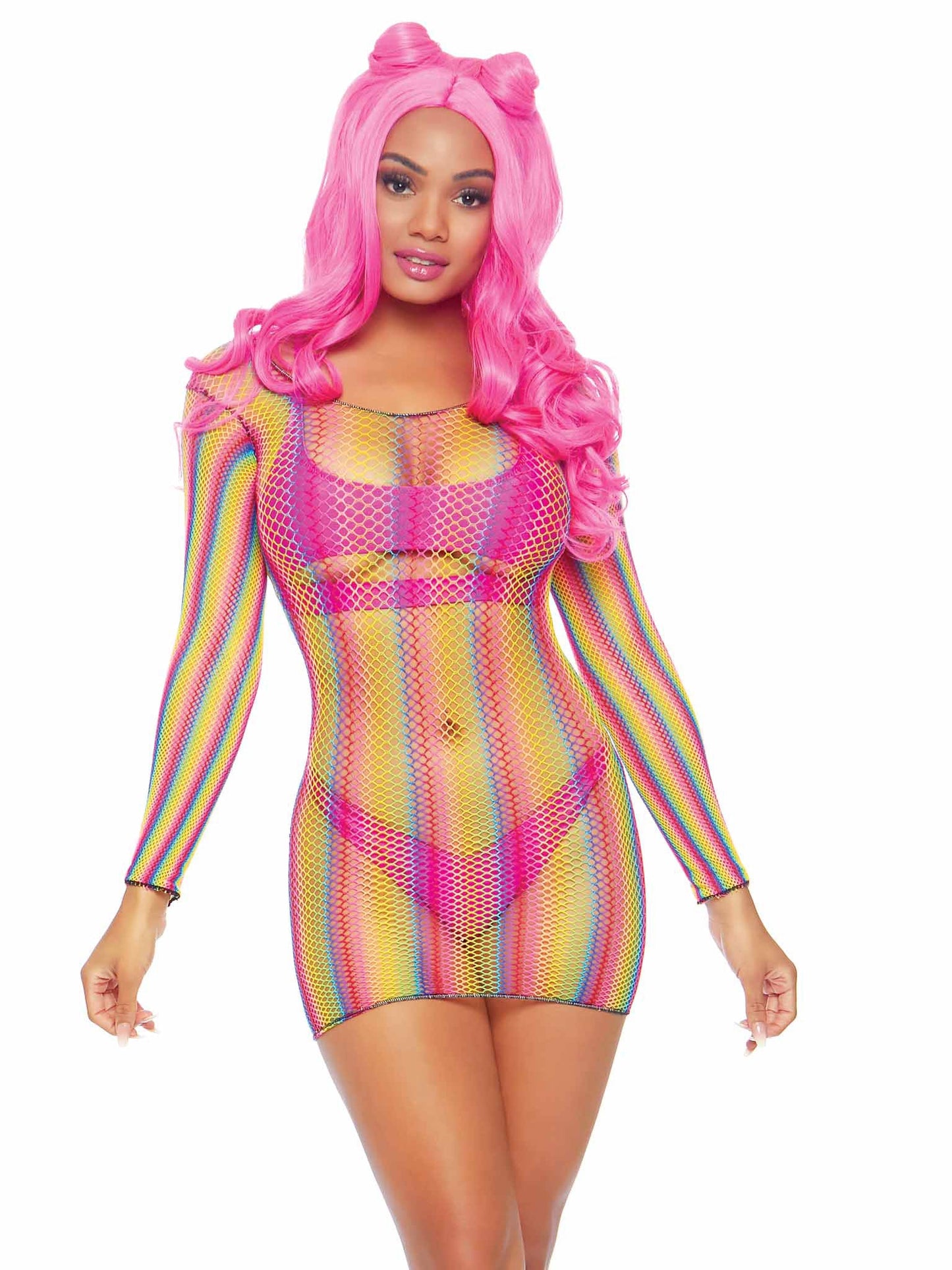 Chase the Rainbow: Enchanting Fishnet Temptation Dress