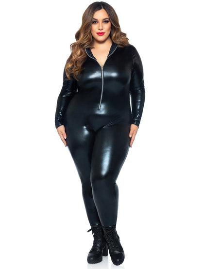 Femme Fatale's Temptation: The Zippered Desire Catsuit