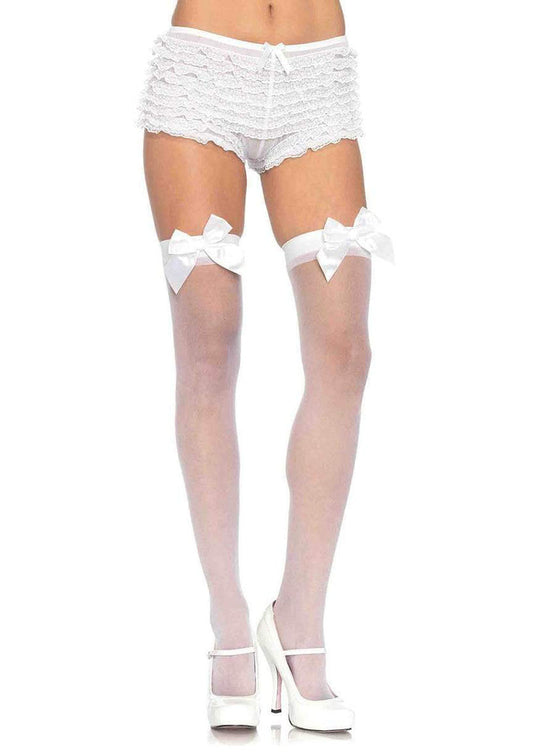 Seductive Sheer Thigh Highs with Satin Temptation