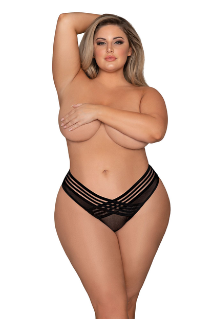Whispers of Desire Mesh Thong in Shadow Stripe