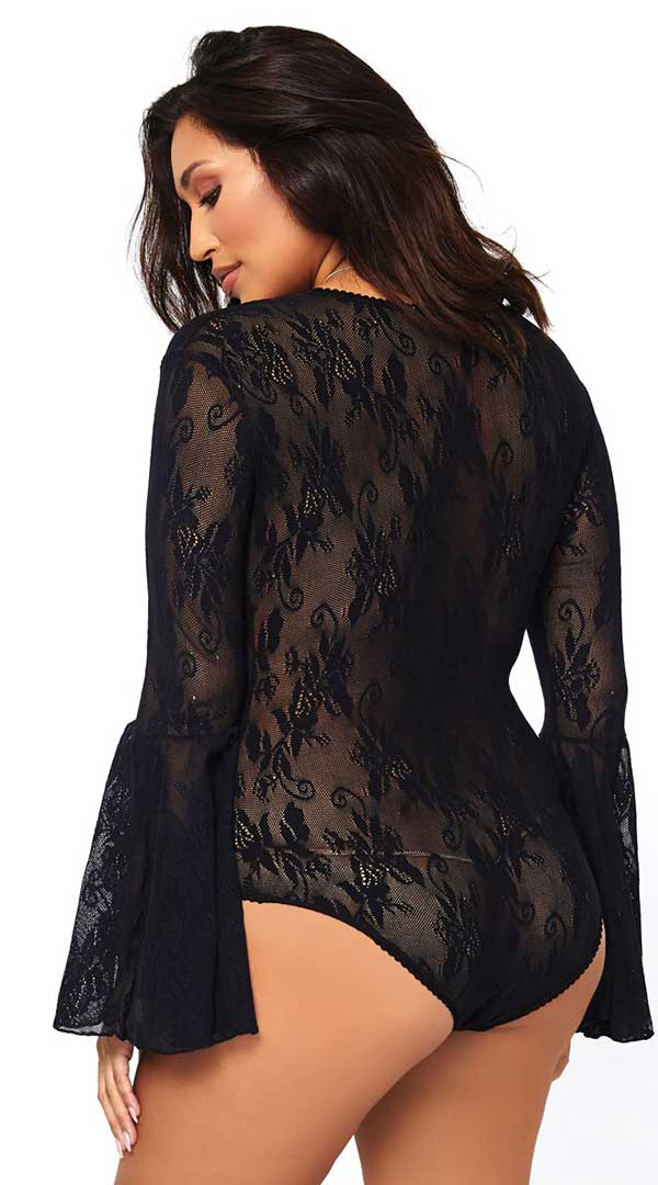 Whispers of Lace: Enchanting Bell Bodysuit for Queens