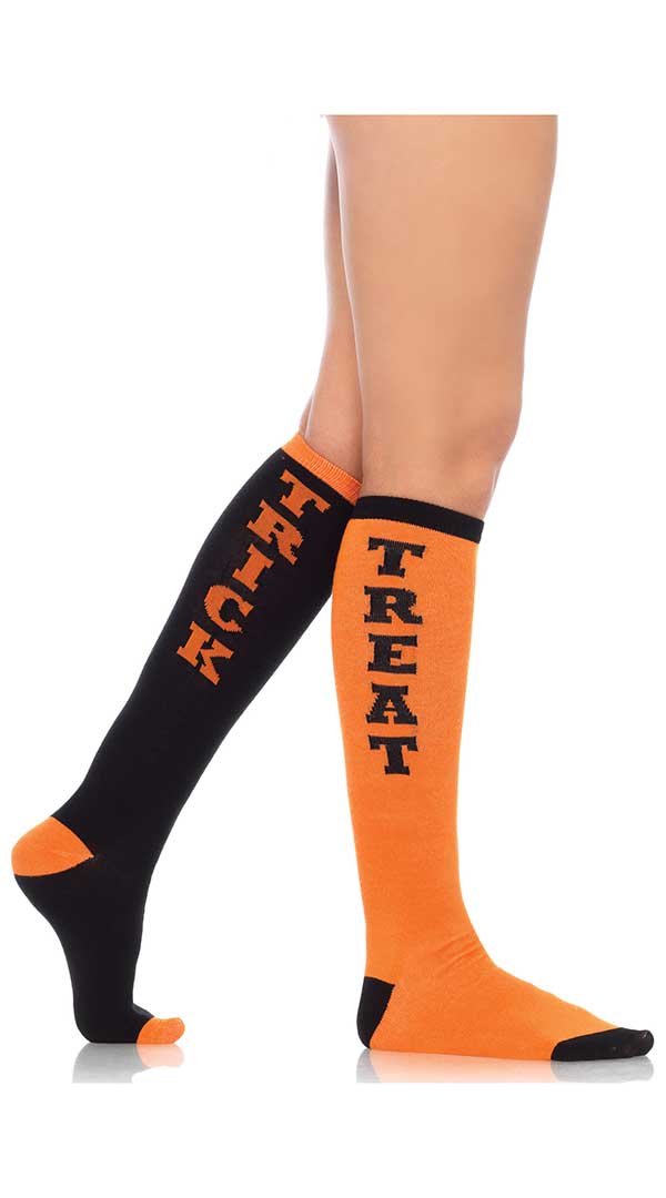 Seductive Temptation Knee Socks in Black and Orange