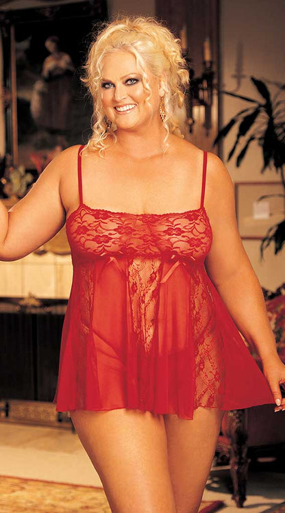 Whispers of Desire: Sheer Lace Temptation Babydoll
