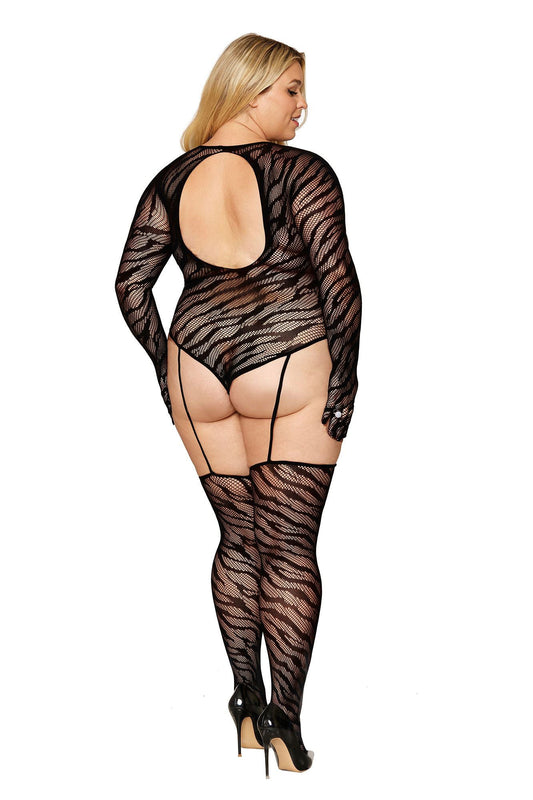 Unleash Your Wild Side: Zebra Bodystocking Temptation
