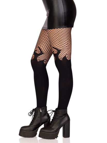 Ignite Your Desire in Black Flame Tights