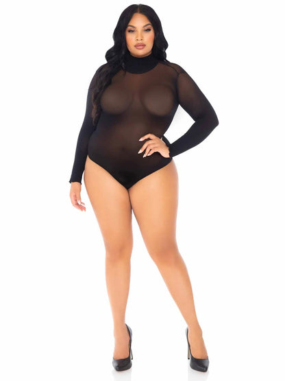 Midnight Temptation: Curvy Black Bodysuit Bliss