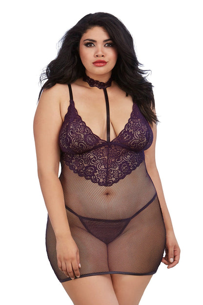 Enticing Night in Black Fishnet Temptation Set