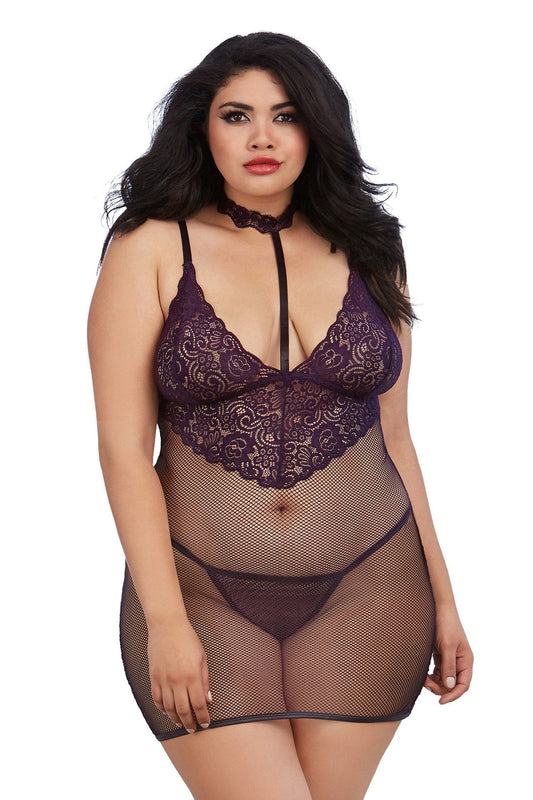 Enticing Night in Black Fishnet Temptation Set
