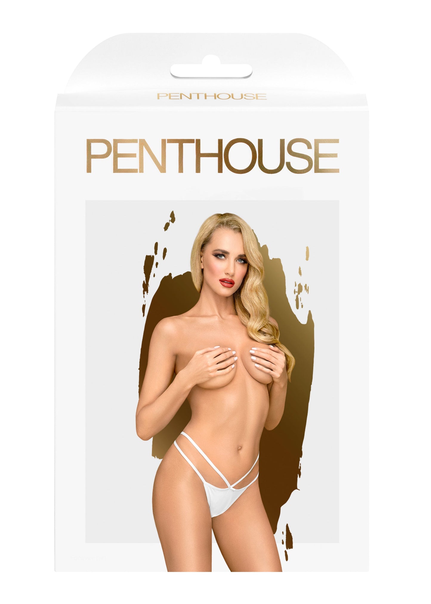 Whispers of Desire: White Strap Thong Temptation