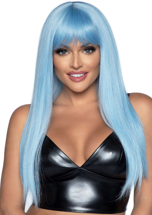 Whispers of Blue: Enchanting Long Bangs Fantasy