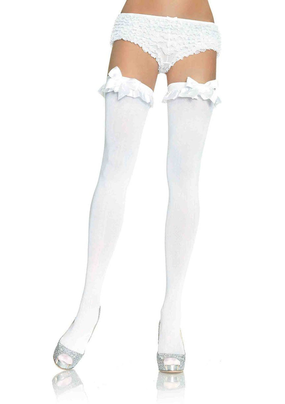 Seductive Shadows: Ruffled Thigh Highs That Tempt