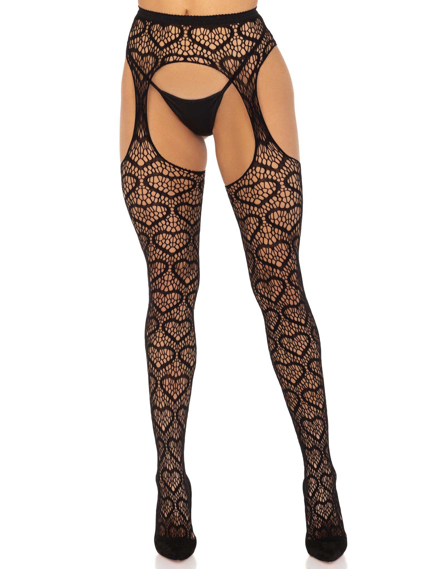 Heartfelt Temptation: Black Suspender Seduction