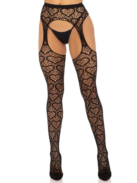 Heartfelt Temptation: Black Suspender Seduction